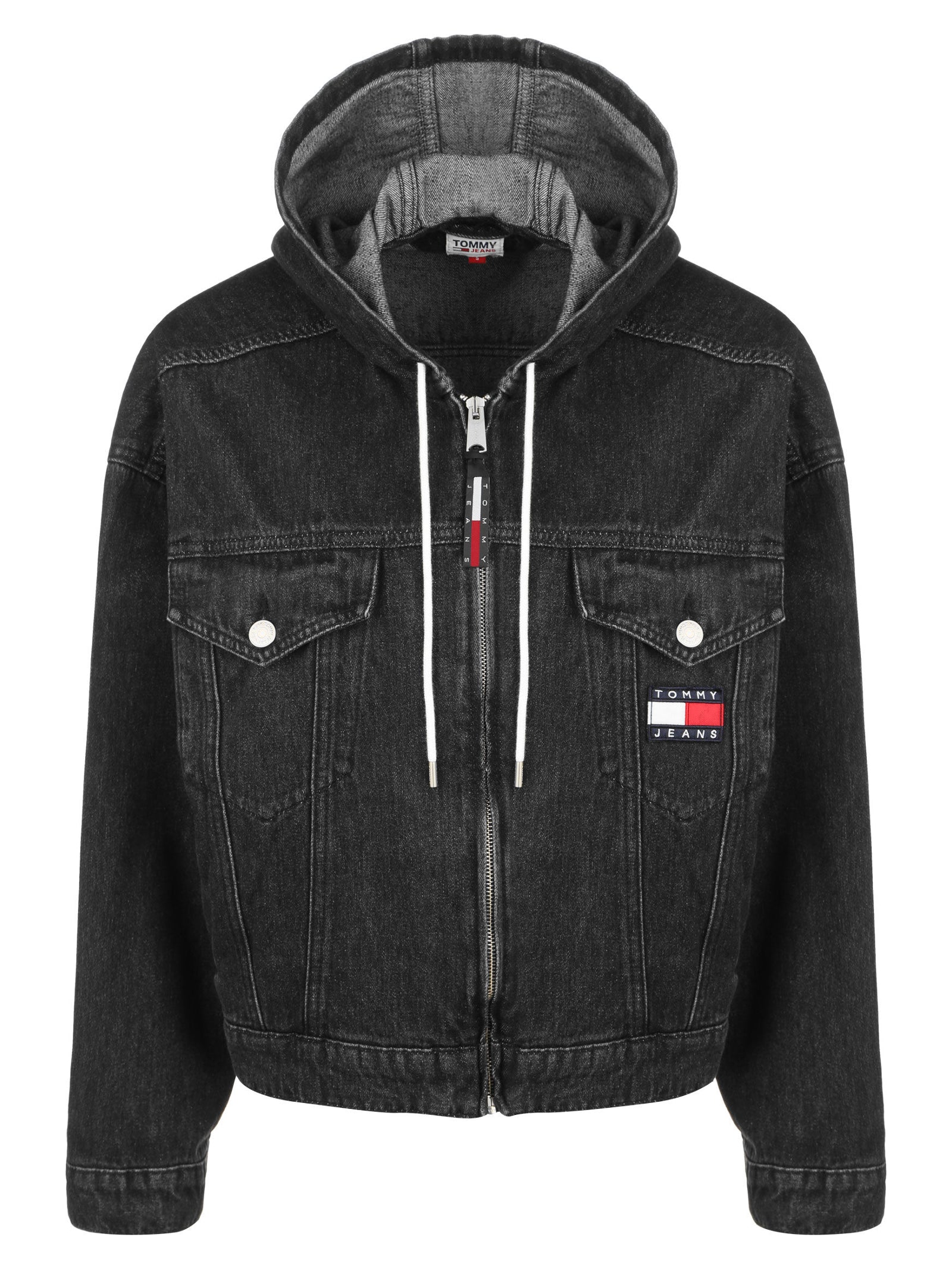 Hooded Denim Jacket in Black Glue Store NZ