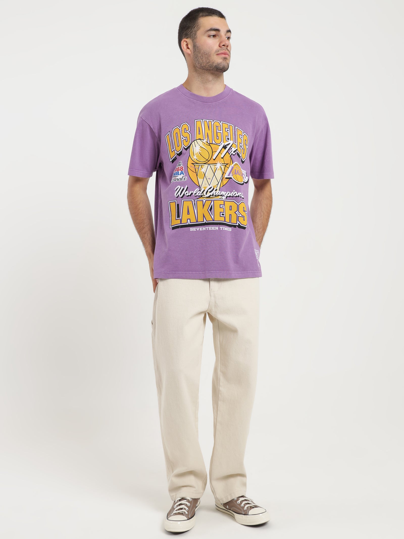 Mitchell & Ness Vintage Faded Los Angeles Lakers Tee Faded Purple