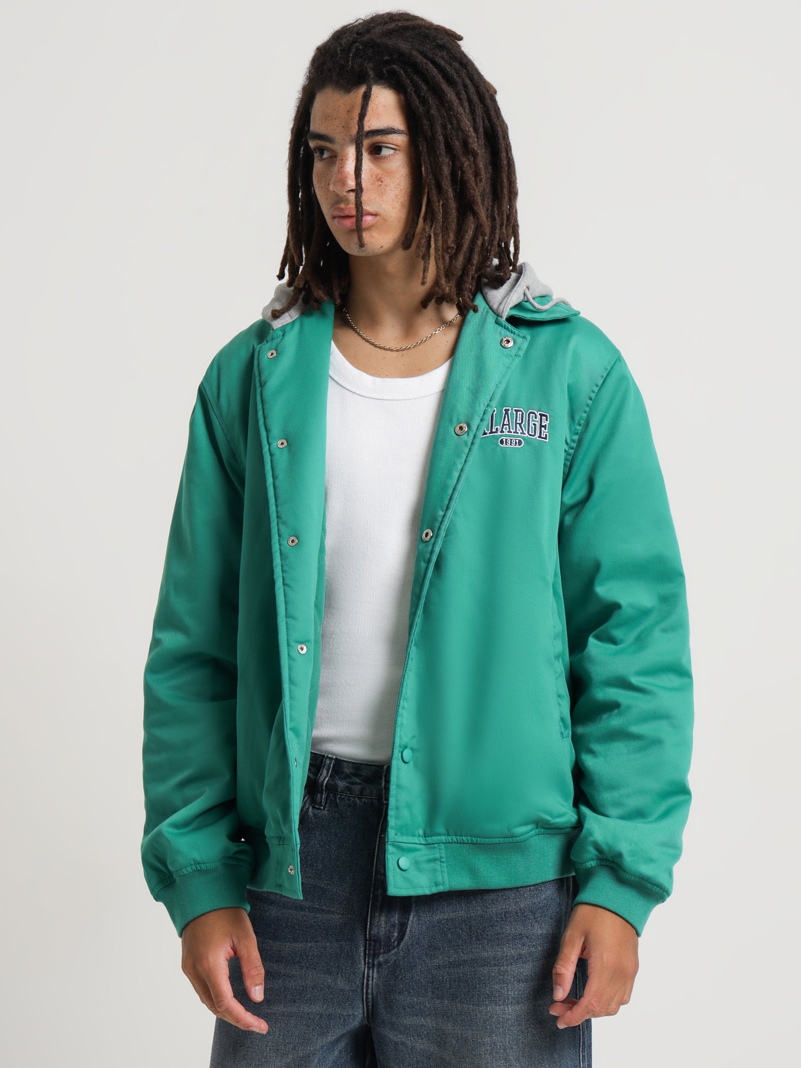 Hooded Bomber Jacket in Green Glue Store NZ